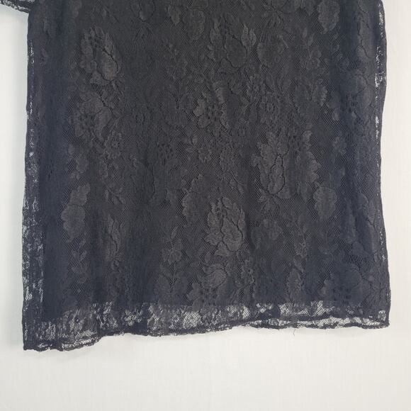 Vintage Floral Lace Top sz 10 black whimisgoth gothic fairy grunge 90s Y2K sheer - Picture 3 of 9